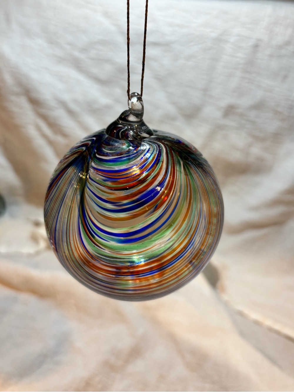 Hand-Blown Multicolor Glass Hanging Ornament
